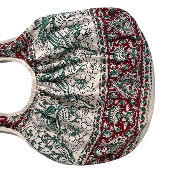 Boho Chic Floral Paisley Tote Bag Red Green Cream Unbranded - Picture 3 of 8